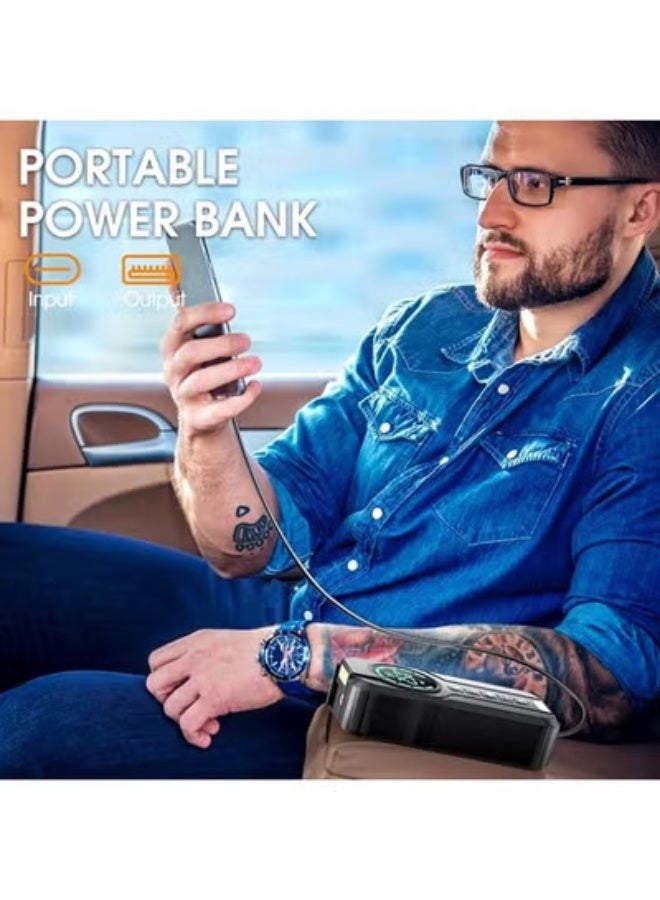 جهاز Jump Starter المحمول 3 في 1 - منقذ الطوارئ المتكامل (مشغل بطارية السيارة + منفاخ إطارات رقمي + باور بانك) | قوة 1000 أمبير وضغط 150 PSI مع شاشة ديجيتال وكابلات ذكية - Image 3